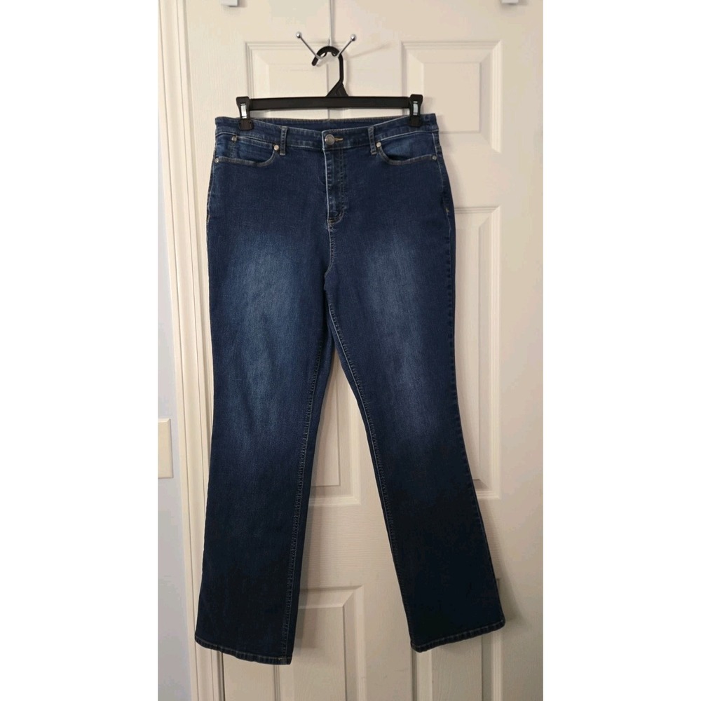 Christopher & Banks Women's Straight Leg Jeans Sz 12 Stretch Embroidered 33 X 31